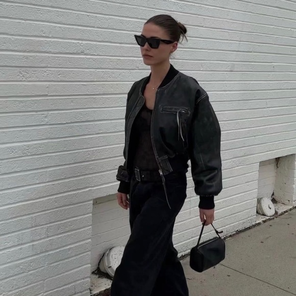 Authentic Sheepskin leather bomber jacket - Picture 1 of 5